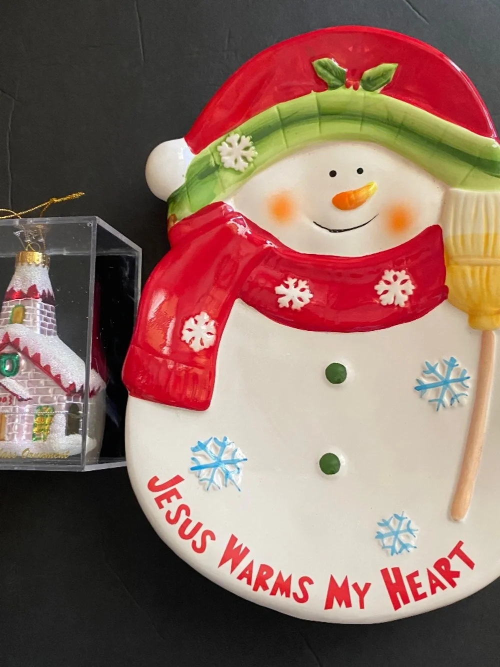 Christmas Cookie Plate & Hand Crafted Glass Ornament